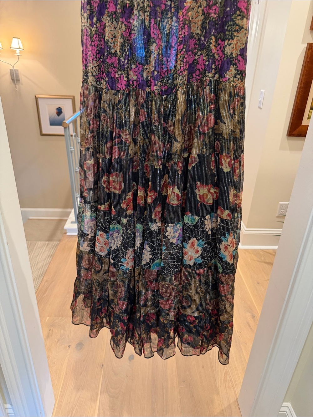 Mes Demoiselles Black Floral Tiered Maxi Dress(bw) - Picture 4 of 8